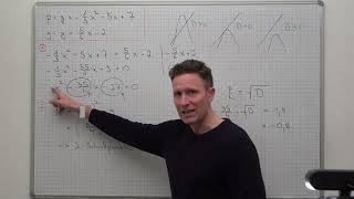 Parabel und Gerade - gemeinsame Punkte - mit p-q Formel