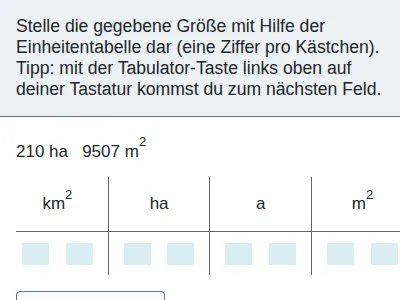 Flächeneinheiten - ganzzahlige Maßzahlen